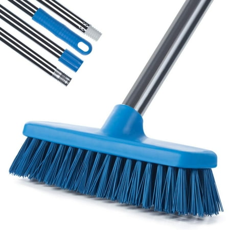 

MEIBEI Floor Scrub Brush with Adjustable Long Handle-54 inch Stiff Bristle Grout Brush Tub and Tile Brush for Cleaning Bathroom Patio Kitchen Wall and Deck Light Blue