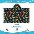 thumbnail image 2 of Black Cartoon Dinosaurs Colorful Leaves Pattern Hooded Bath Towel，50"x30" for Ages 3 To 12 Kids, Quick Dry Lightweight Soft Microfiber Hood Beach Towel Cover Up for Kids, 2 of 7