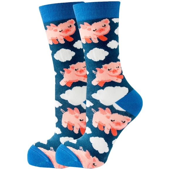 Cozy Winter Cartoon Fruit and Animal Print High Socks for Seasonal Wear Mid Calf Length Stockings with Playful Design Everyday Home Leisure
