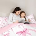 thumbnail image 5 of Erosebridal Girly Bow 7 Pieces Bedding Comforter Set For Kids,Pink Letter D Personalized Initial Full Bedding Set,Pink Reversible, 5 of 7