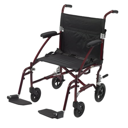 Drive Medical Fly Lite Ultra Lightweight Transport Wheelchair Burgundy