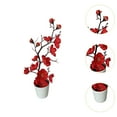 thumbnail image 6 of Dualoai Branch Artificial Potted Flower Faux Potted Flowers for Bedroom Home Wedding Red, 6 of 9
