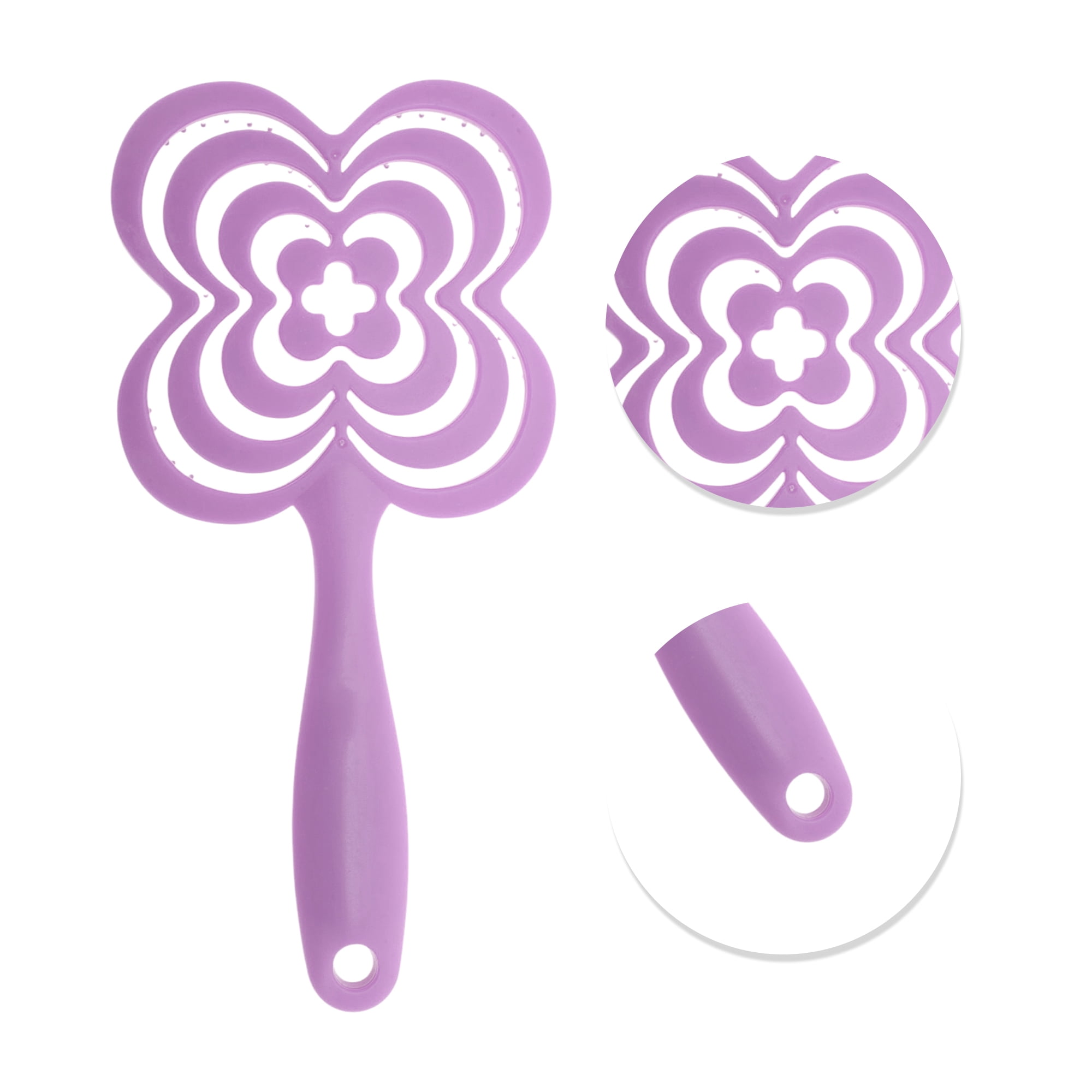 Unique Bargains 1 Pc Solid Four-leaf Clovers Hollow Comb Hair Brush Purple