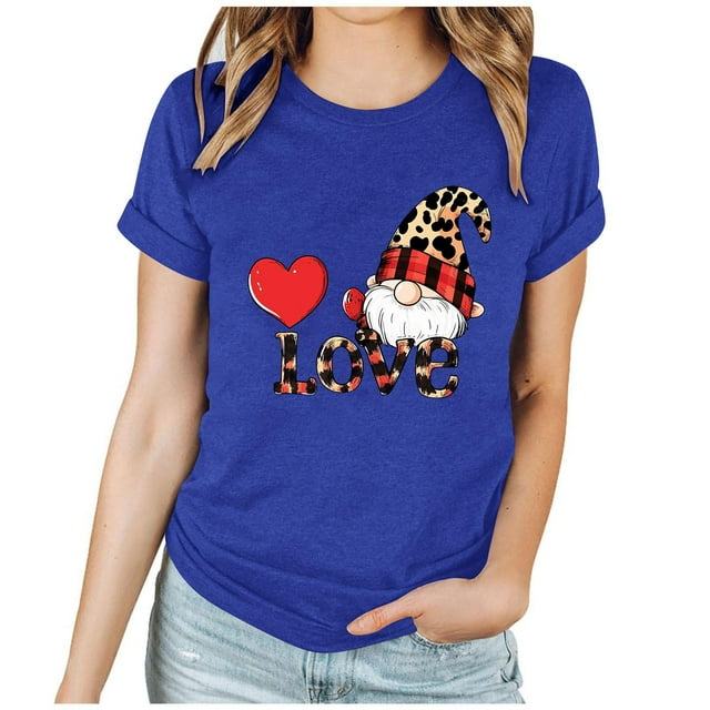 T-Shirt Décontracté à Col Rond et Manches Courtes pour Femmes avec Imprimé Arbre de Noël