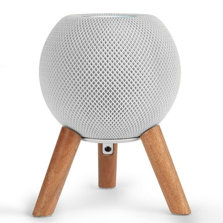 GGMM Real Wood Stand for HomePod Mini Wooden Holder Tripod with Metal Frame Anti-Slip Silicone Pad Protection for HomePod Mini Speaker Cherry Wood