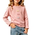 thumbnail image 4 of FAIWAD Girls Ribbed Knit Shirts Cute Long Sleeve Crew Neck Bow Tops Fall Casual Daily Clothes, 4 of 7