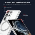 thumbnail image 4 of Magnetic Case for Samsung Galaxy S22 Ultra Clear Case Cover [Compatible with Magsafe & Military Grade Drop Protection] Transparent Shockproof Slim Plated Phone Case - Silver, 4 of 12