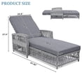 thumbnail image 6 of 2-Piece Long Reclining Chaise, Outdoor Wicker Lounge with Armrests, Patio Adjustable Recliner with Soft Removable Cushions, All Weather Rattan Pool Lounge for Poolside & Garden (Grey), 6 of 9