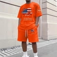 thumbnail image 2 of Sewkxo Men's USA Shirt and Shorts Set American Flag 2 Piece Outfits Fashion Summer Tracksuits Casual Sportwear Set,Orange 3XL, 2 of 4