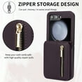 thumbnail image 6 of Decase for Samsung Galaxy Z Flip 6 Zipper Wallet Case with 3 Card Slots and RFID Blocking, Hinge Protection, Multi-Function Kickstand Adjustable Crossbody Strap for Unisex,Darkpurple, 6 of 8