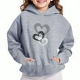 thumbnail image 2 of JTSRKL Kids Girls Boys Heart Hoodies Lightweight Casual Fall Long Sleeve Funny Printed Hooded Sweatshirts Loose Fit Comfy Pullover Tops with Pockets Gray 9-10 Years, 2 of 4
