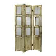 eHemco 3-panel Folding Photo Screen/Room Divider in natural oiled vintage finish