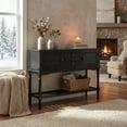 thumbnail image 4 of SAFAVIEH Tate 2-Drawer Rectangle Console Table, Black, 4 of 21