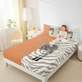 thumbnail image 4 of Feelyou Cartoon Zebra Kids Full Size Sheets, Fashion Stripes Lines Bed Sheets, Orange Kawaii Animal Sheet Sets, Breathable Home Decor, 4pcs, 4 of 7