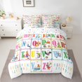 thumbnail image 2 of Homewish Colorful Personalized Initial Letter 7 Pieces Bedding Comforter Set for Kids,Kawaii Animal Full Bedding Set Lightweight,Geometric Plaid Fitted Sheet Flat Sheet,Lightweight Room Decor, 2 of 8