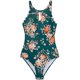 thumbnail image 3 of Traje de baño de una pieza para mujer Traje de baño festoneado con cuello alto y estampado floral, 3 of 5