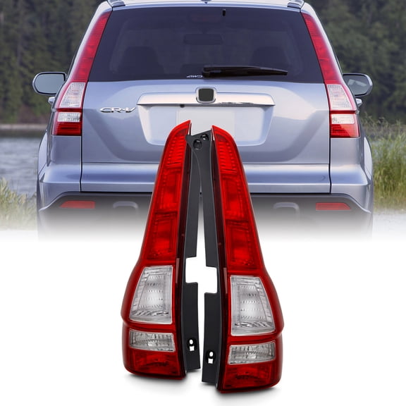 AKKON - Fits 2007-2011 Honda CR-V CRV Chrome Red Tail Lights Brake Lamp Pair Driver Passenger Replacement 07 08 09 10 11
