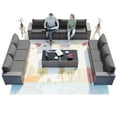 thumbnail image 5 of ALAULM 12 Pieces Outdoor Patio Furniture Set,Brown PE Rattan Sectional Patio Conversation Set with Gray Seat Cushions and 2 Coffee Tables, 5 of 7