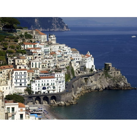 View of Amalfi From the Coast, Amalfi Coast, Campania, Italy, Europe Print Wall