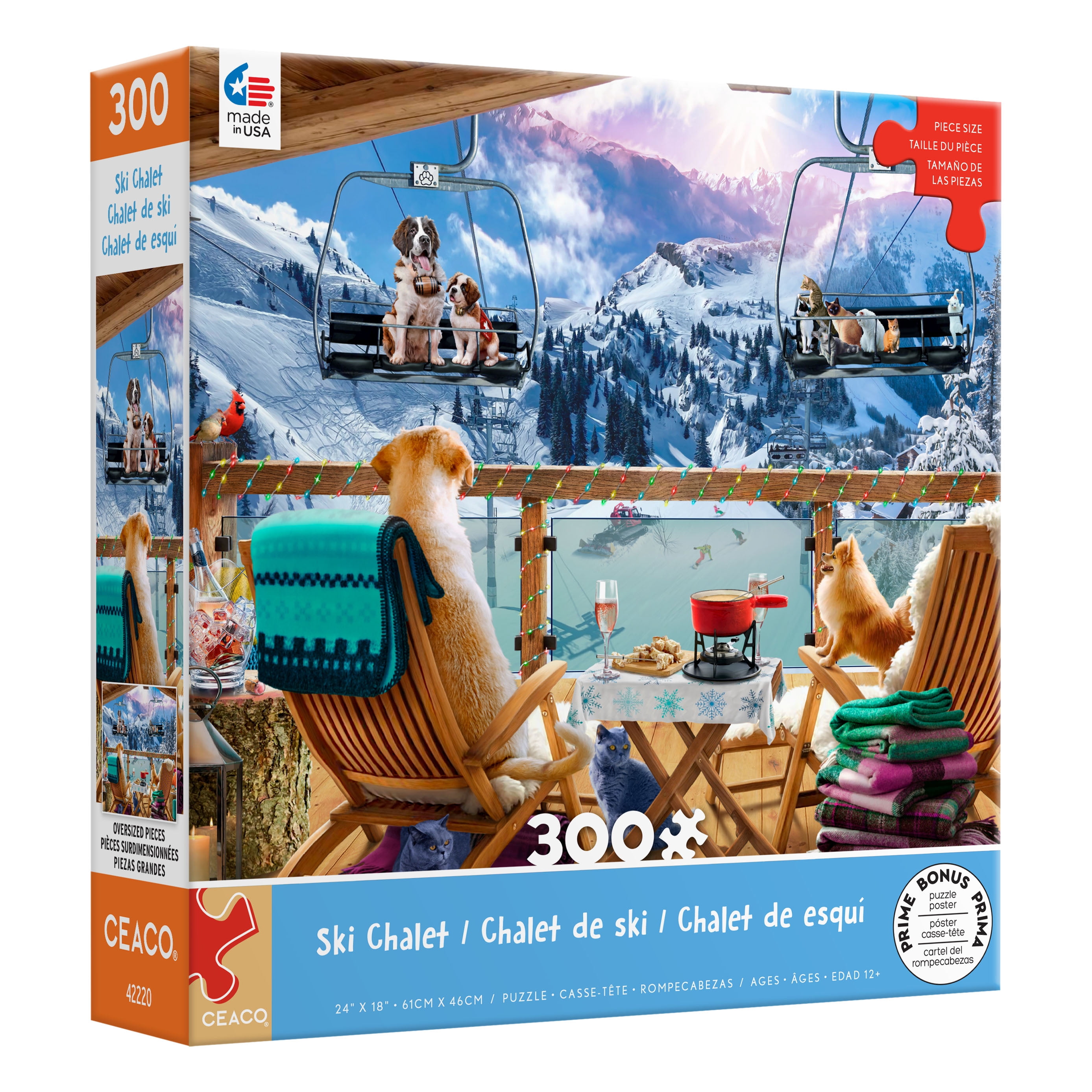 Ceaco300 Piece Ski Chalet (Andrew Farley) Interlocking Jigsaw Puzzle