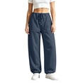 thumbnail image 5 of Jogger Sweatpants for Women Barrel Drawstring Loose Fit Track Pants Casual Elastic Waist Pants with Pockets Trendy Fall Outfits Lounge, 5 of 7