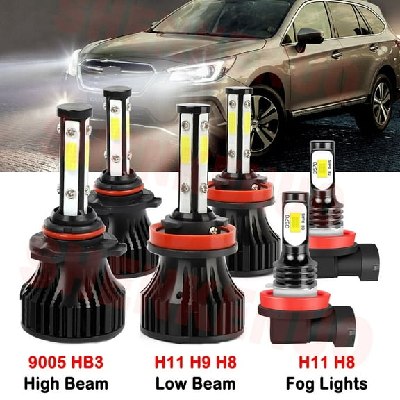 H11 9005 High&Low Beam for Subaru Outback 2015 2016 2017 2018 2019 LED Headlights Fog Lights 6pcs