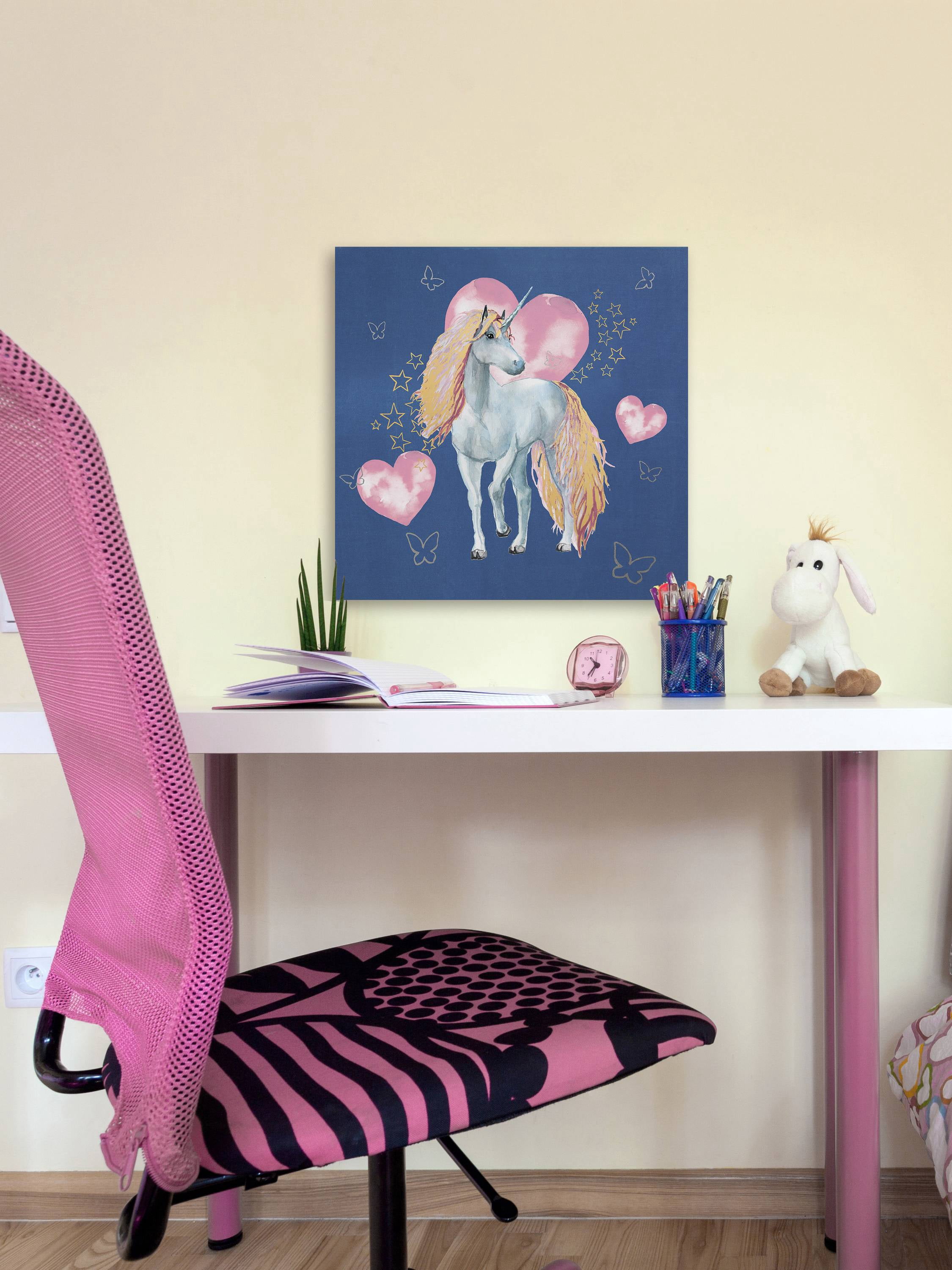 Marmont Hill Stars and Love Unicorn Canvas Wall Art