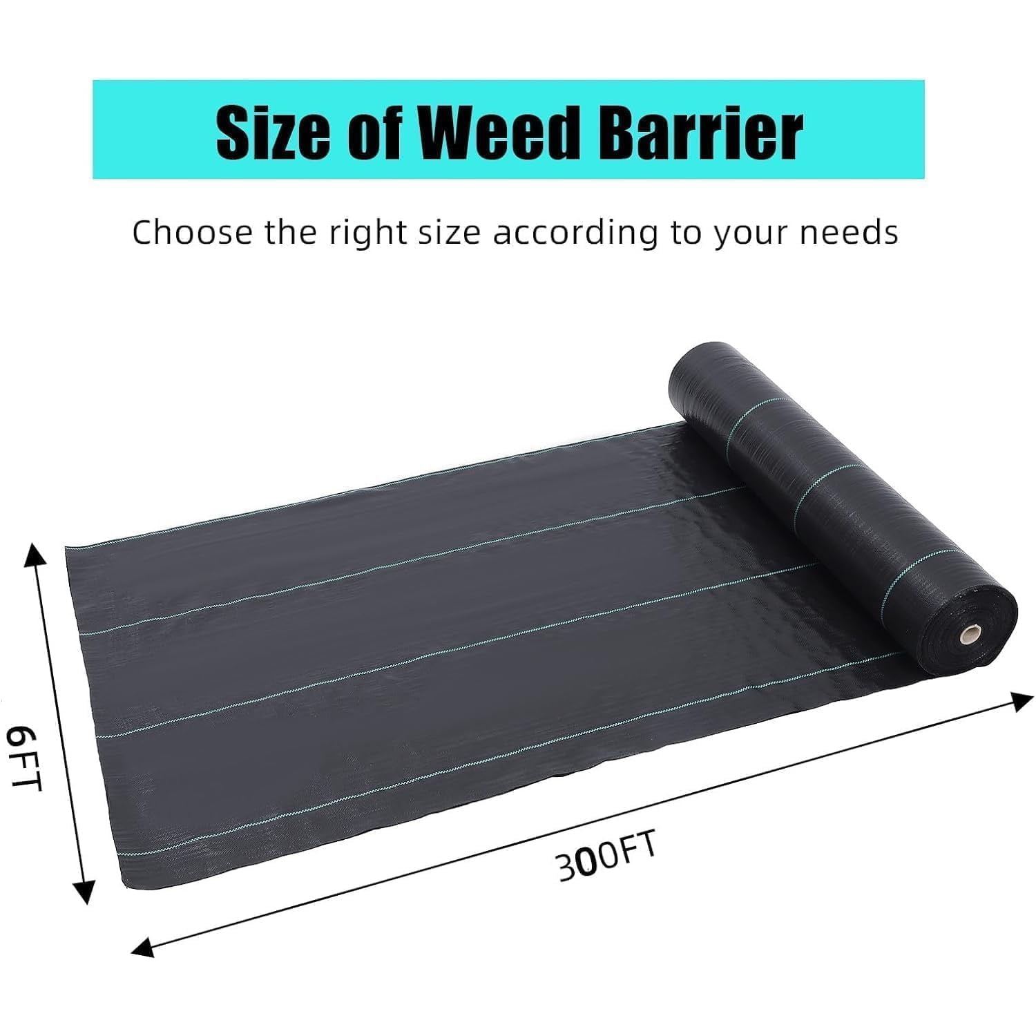 M optimized 6ft x 300ft Weed Barrier Landscape Fabric Heavy Duty 3.2 oz Ground Cover Weed Block Gardening Mat, Easy Setup & Superior Weed Control, for Erosion Control, Weed Barrier