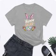 thumbnail image 1 of UPPADA Femmes Joyeuses Easter T-Shirt Bunny Rabbit T-Shirt Graphique Manches Courtes Lettres Amusantes Imprimées Chemises Manches Courtes Col Rond Tuniques Hauts Gris,TTG, 1 of 5
