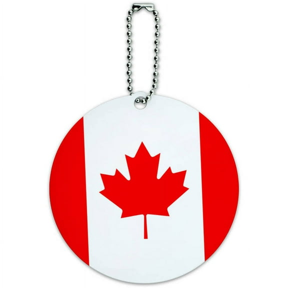 Canada National Country Flag Round Luggage ID Tag Card for Suitcase or Carry-On