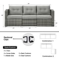 thumbnail image 4 of Royalcraft Outdoor Patio Furniture Set,3 Pieces Outdoor Sectional Wicker Sofa PE Rattan Conversation Sets with Non-slip Cushions,Aluminum Frame,Grey, 4 of 8
