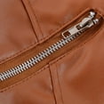 thumbnail image 6 of IROINNID Women's Faux Leather Jacket Notch Lapel Solid Color Long Sleeve Leisure Cool Jacket Zipper Fitted Coat Fall Short Jacket, Brown, 6 of 6