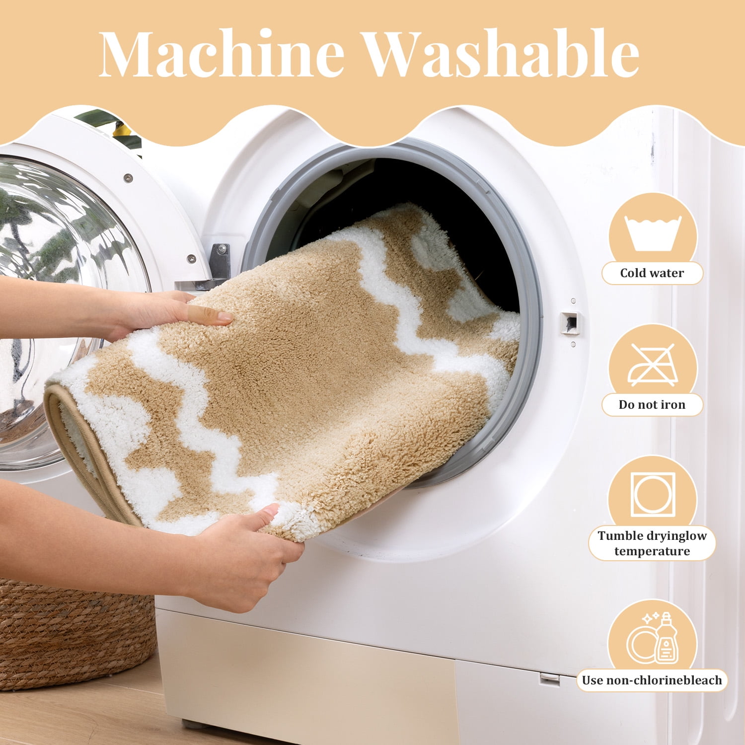 Findosom 4-Piece Bathroom Rugs Set,Non Slip Absorbent Bath Mat,Machine Washable Microfiber Quick Dry Bath Rug for Bathroom Bedroom Kitchen Shower Tub,Beige