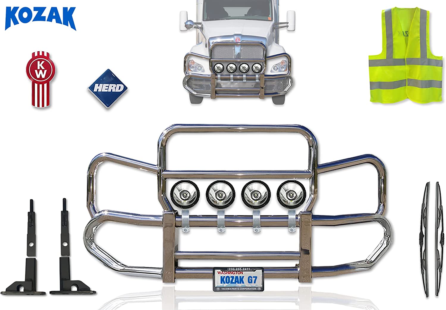 Kenworth T680 Truck Grille Deer Moose Brush Bumper Guard Herd 300