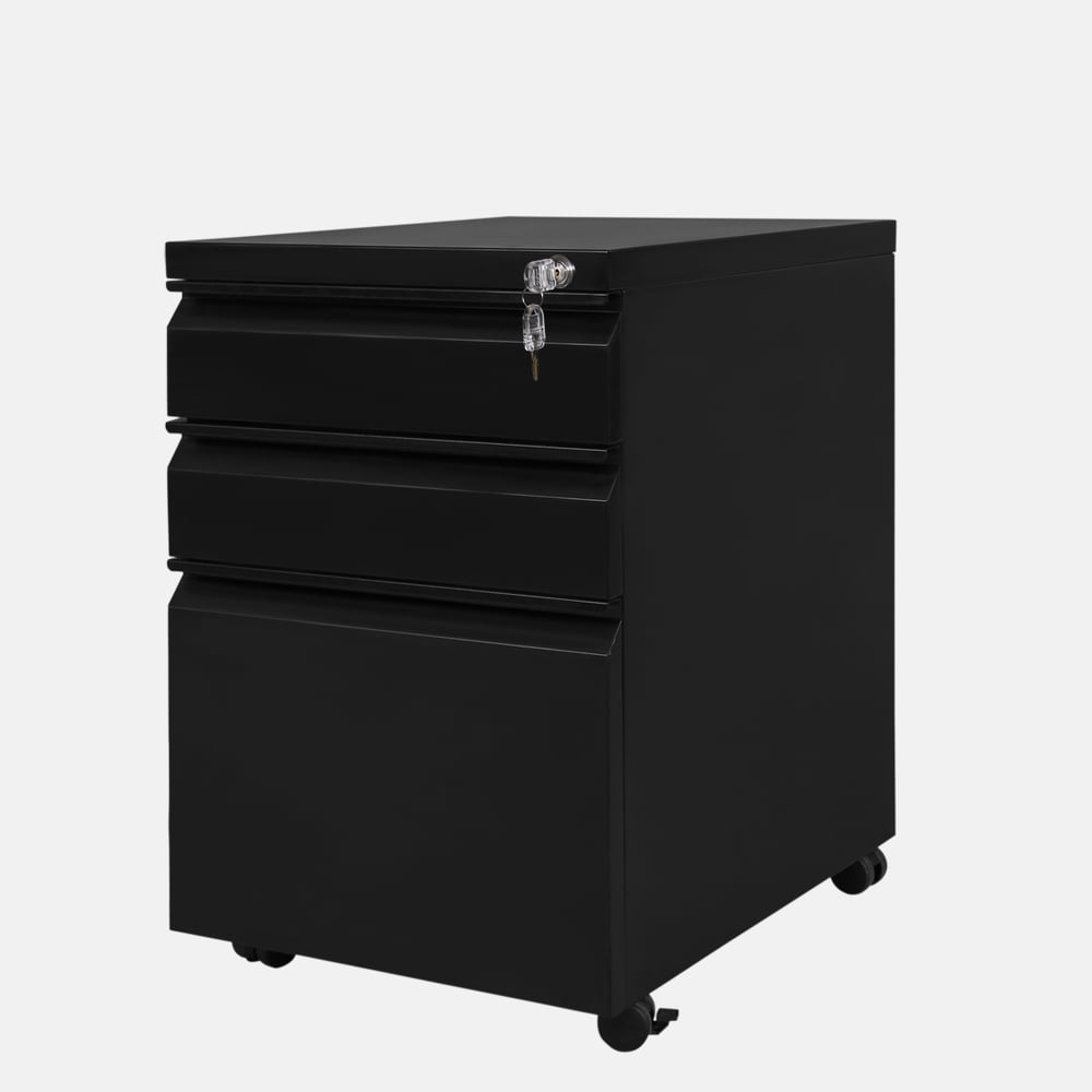 Kepooman Mobile Filing Cabinet, Metal Filing Cabinet with Lock and 3 Drawers, Letter/legal Size, Black Kepooman Mobile Filing Cabinet, Metal Filing Cabinet with Lock and 3 Drawers, Letter/legal Size, Black