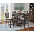 thumbnail image 2 of New Classic Furniture Amy 5-Piece Round Wood & Fabric Counter Set in Gray, 2 of 11