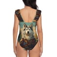 thumbnail image 3 of Naloa Forest Maple Leaf Husky Print Women One Piece Swimsuits Tummy Control Bathing Suit Ruffle V Neck Swimwear Slimming Monokini, 3 of 5