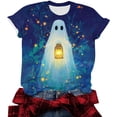 thumbnail image 6 of Women's Mystical Ghost Lantern Graphic Tees Halloween Short Sleeve Crewneck T-Shirts Magic Forest Glowing Light Casual Fall Tops Women's Clothing, 6 of 6