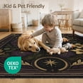 thumbnail image 4 of ODIKA 9'x12' Washable Area Rug Low Pile, Flatwoven, Black Gold Celestial Feline Elegance Design Floral and Star Motifs with Golden for Great Room, Indoor Concept, Large Living, 4 of 7