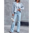 thumbnail image 4 of Women Crop Top Double Breasted Trench Coat with Shoulder Sleeves and Cut Jacket with Pockets, 4 of 5