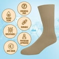 thumbnail image 3 of EMEM Apparel Men's Big and Tall King Size Diabetic Circulatory Non-Binding Top Loose Top Casual Dress Crew Mid Calf Cotton Seamless Toe Hosiery Socks 3-Pack Khaki 15-17, 3 of 5