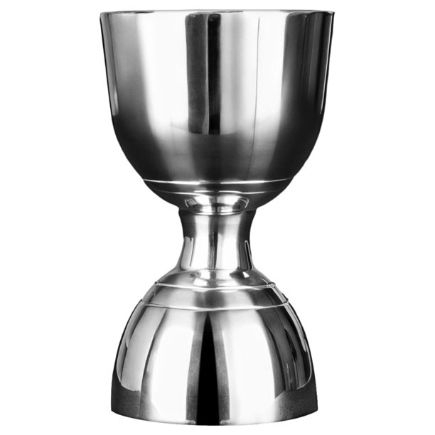 Jigger de campana, herramienta de barra de acero inoxidable con capacidad doble de 1 oz/2 oz, acabado pulido espejo para uso doméstico y profesional - Diseño ergonómico con boca ancha para verter fáci