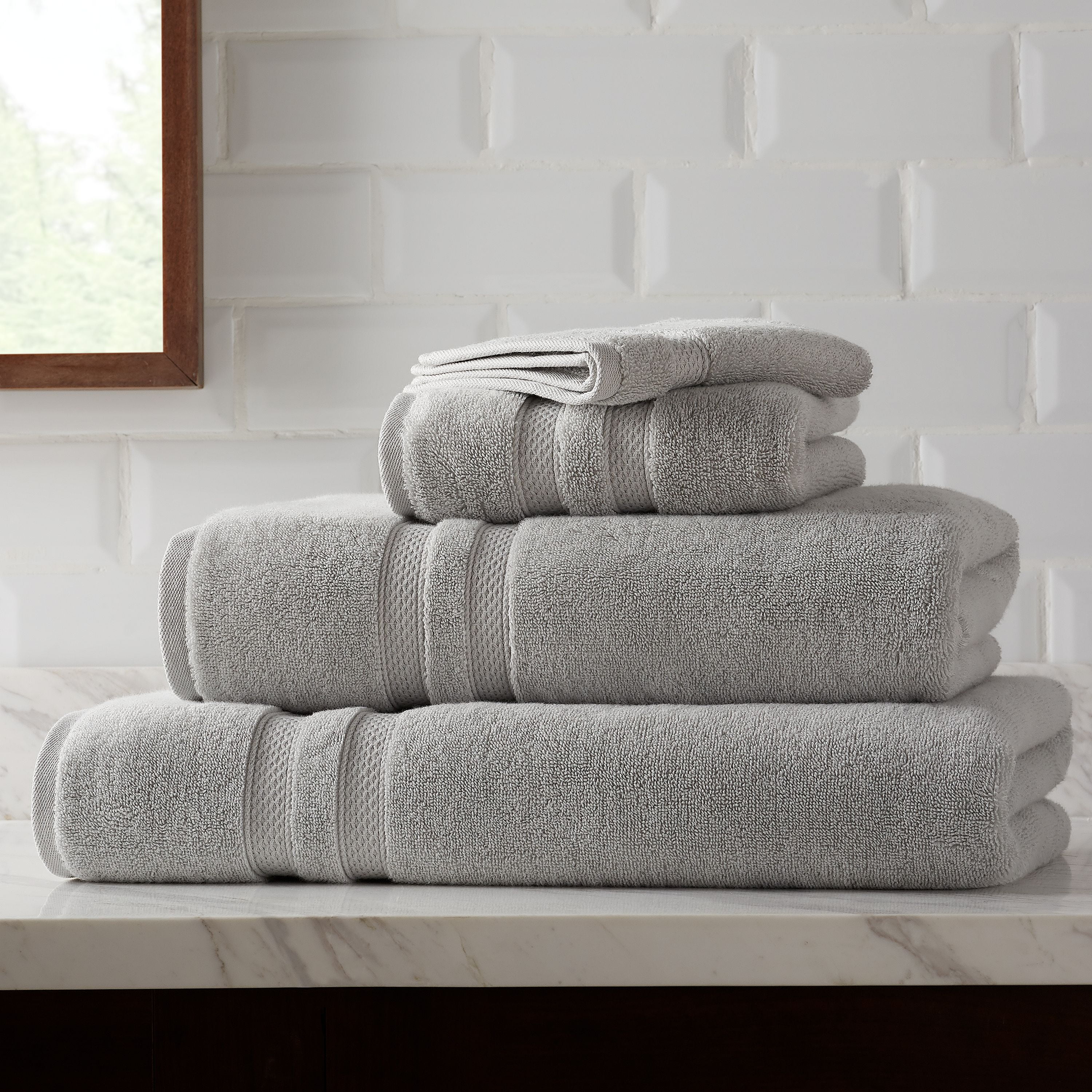 NOVA Luxury Linen - Hotel Quality Turkish Towel Set for Bathroom (6 Pcs  Towel Set, Mirage Grey)