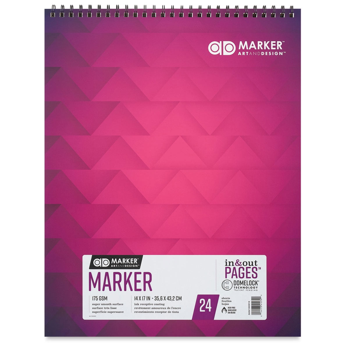 Chartpak AD Marker 14" x 17" Paper Pad with "Ink Block" Panel, 175 GSM, 24 Sheets/Pad, 1 Each