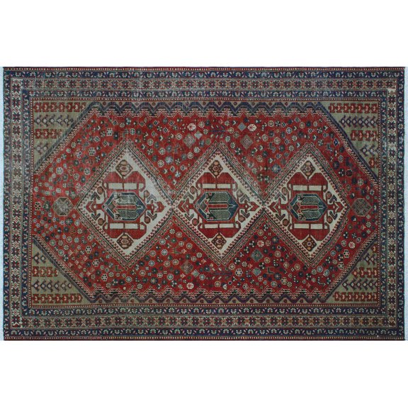 Semi Antique Mcarthur Red/Ivory Rug, 6'9" x 9'9"