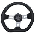 thumbnail image 4 of LEORX 1Pack Black Pu Alloy Universal Automotive Steering Wheel for Vehicles 10.82x10.03x2.55in, 4 of 8