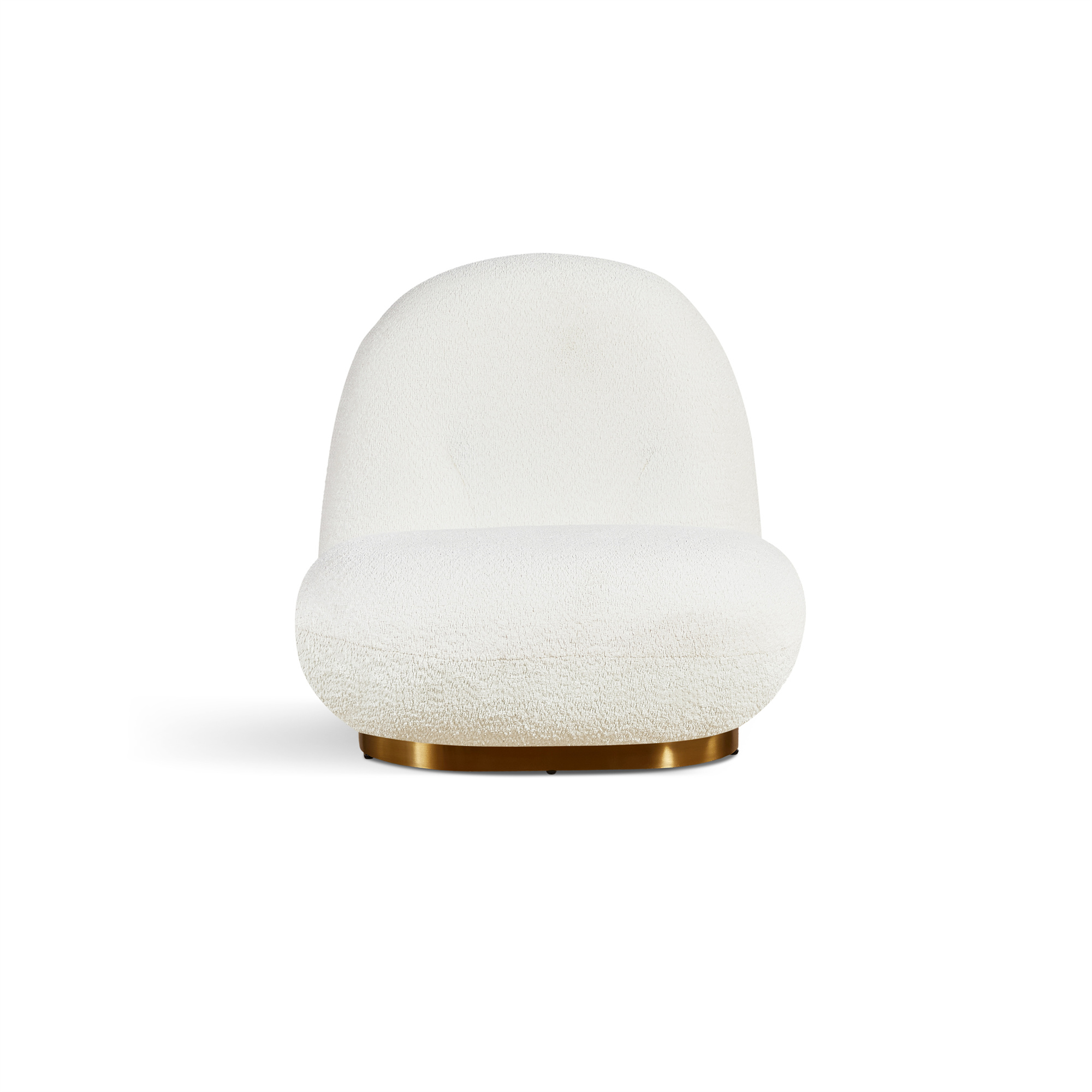 Plush Glam White Lounge Chair with Gold Base