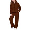 thumbnail image 5 of Angala 2 Piece Outfits For Girls Hooded Long Sleeve Sweatshirt With Wide Leg Pants Set Girls Fall Season Wear Clothes, 5 of 7