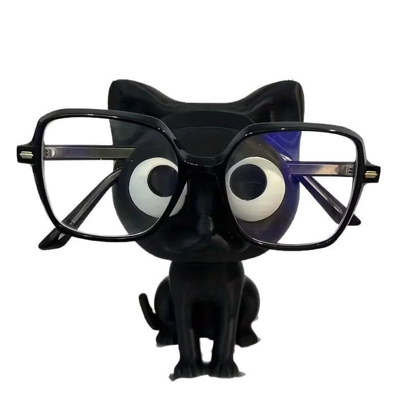 Cat-shaped glasses frames Cute Black Cat 3D Printed Glasses Holder – Sturdy Plastic Eyeglass Stand with Adorable Sitting Kitten Design for Desk, Office & Home Decor