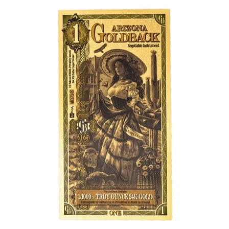 1 Arizona Goldback 1/1000 oz 24K Gold Foil Aurum Note